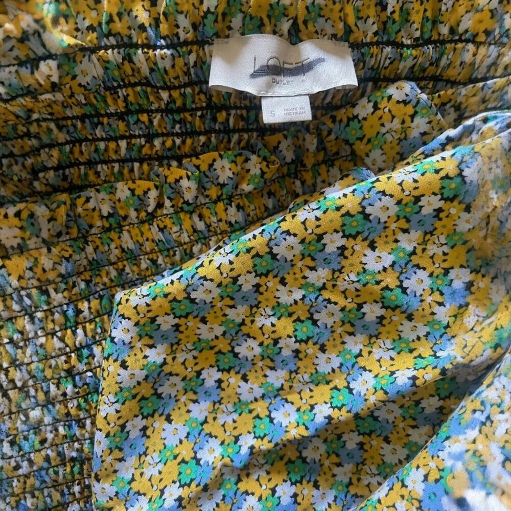 Loft Outlet Sleeveless Floral Smocked Maxi Dress Size Small Summer Sundress - Picture 6 of 7